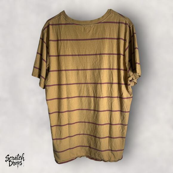 Vintage 90s Men's T Shirt Size XL Single Stitch Brown Striped Retro Casual V04 - Picture 4 of 4